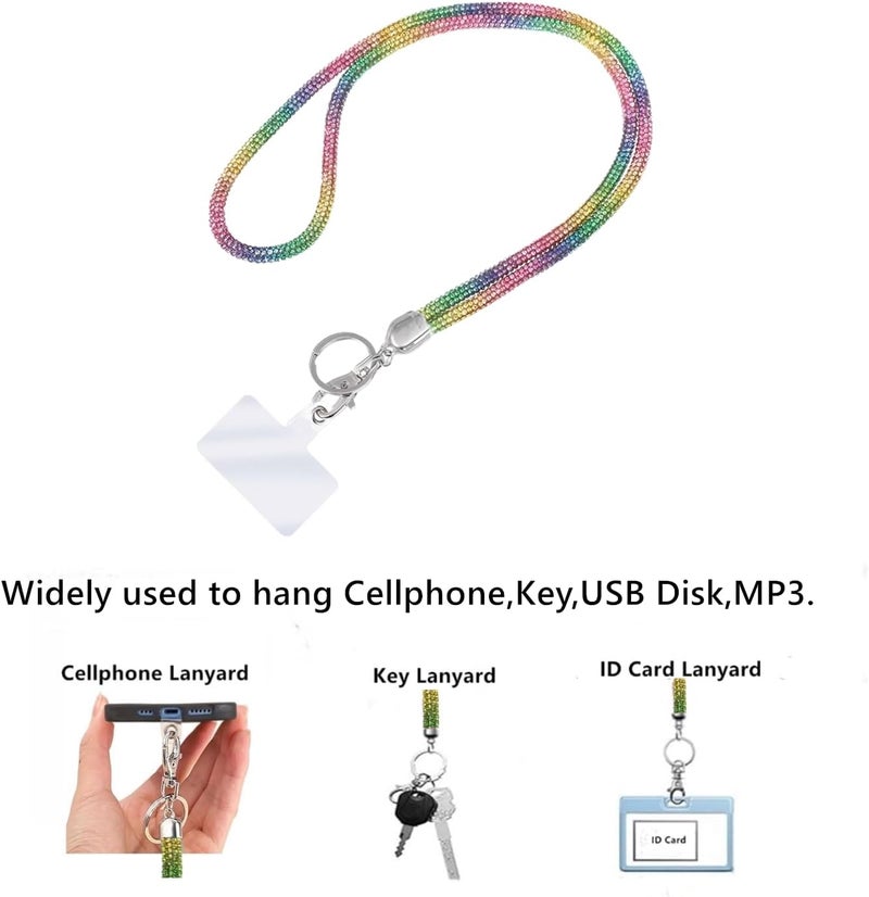 Global_Shopper Fashion 34.8'' Sparkle All Round Crystal Neck Lanyard,Bling Work Name Card Holder For Women(AB White,1PC) - Image 3